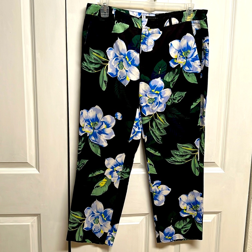 Banana Republic Tropical Linen Blend Pocket Mid Rise Crop Pants 12